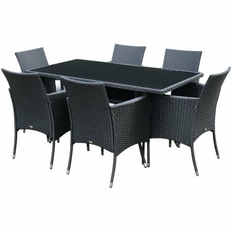 Outsunny 7pc Rattan Garden Furniture Dining Set Wicker Patio Conservatory Seater Outsunny 7pc Rattan Garden Furniture Dining Set Wicker Patio Conservatory Seater -Outsunny store 1366752 1