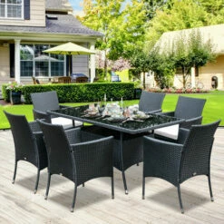 Outsunny 7pc Rattan Garden Furniture Dining Set Wicker Patio Conservatory Seater 4 Outsunny 7pc Rattan Garden Furniture Dining Set Wicker Patio Conservatory Seater -Outsunny store 1366752 3