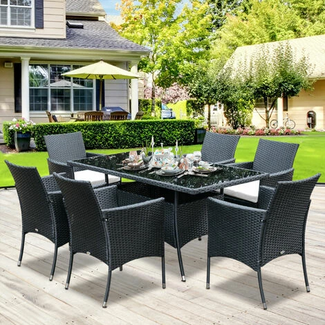Outsunny 7pc Rattan Garden Furniture Dining Set Wicker Patio Conservatory Seater Outsunny 7pc Rattan Garden Furniture Dining Set Wicker Patio Conservatory Seater -Outsunny store 1366752 3