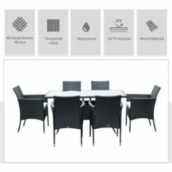Outsunny 7pc Rattan Garden Furniture Dining Set Wicker Patio Conservatory Seater 5 Outsunny 7pc Rattan Garden Furniture Dining Set Wicker Patio Conservatory Seater -Outsunny store 1366752 4