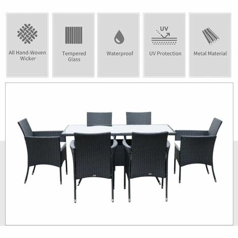 Outsunny 7pc Rattan Garden Furniture Dining Set Wicker Patio Conservatory Seater Outsunny 7pc Rattan Garden Furniture Dining Set Wicker Patio Conservatory Seater -Outsunny store 1366752 4