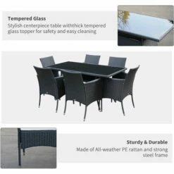 Outsunny 7pc Rattan Garden Furniture Dining Set Wicker Patio Conservatory Seater 6 Outsunny 7pc Rattan Garden Furniture Dining Set Wicker Patio Conservatory Seater -Outsunny store 1366752 5