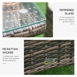 Outsunny Rattan Bistro Set Garden Chair Table Patio Outdoor Cushion Conservatory -Outsunny store 1366754 5
