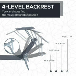 Outsunny Folding Chair Sun Lounger Recliner Seat Sunshade Garden Outdoor Grey -Outsunny store 1366760 4