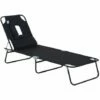 Outsunny Folding Sun Lounger Reclining Chair W/ Pillow Reading Hole Black -Outsunny store 1366761 1