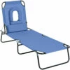 Outsunny Folding Sun Lounger Reclining Chair W/ Pillow Reading Hole Blue -Outsunny store 1366762 1