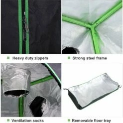 Outsunny Mylar Hydroponic Grow Tent W/ Floor Tray For Indoor Plant 120x60x150cm -Outsunny store 13765432 4
