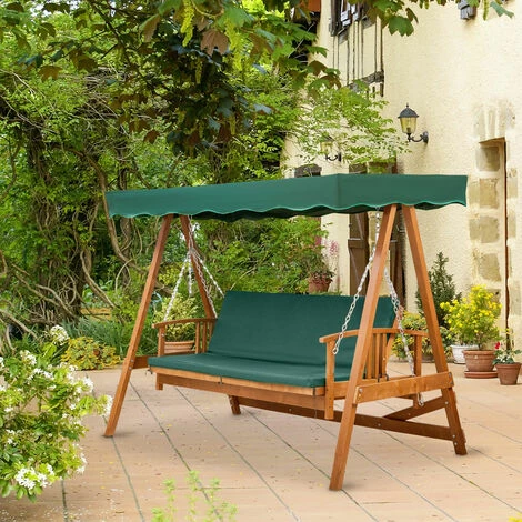 Outsunny 3 Seater Wooden Garden Swing Chair Seat Hammock Bench Lounger Bed Outsunny 3 Seater Wooden Garden Swing Chair Seat Hammock Bench Lounger Bed -Outsunny store 1513399 3