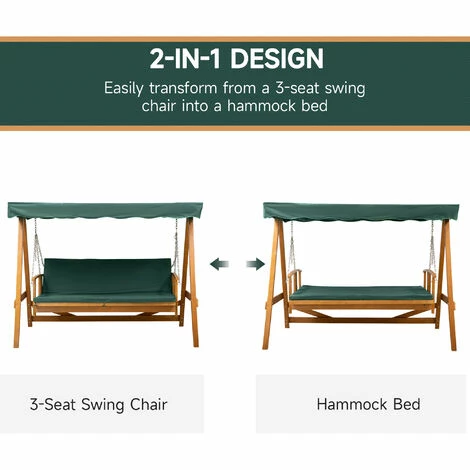 Outsunny 3 Seater Wooden Garden Swing Chair Seat Hammock Bench Lounger Bed Outsunny 3 Seater Wooden Garden Swing Chair Seat Hammock Bench Lounger Bed -Outsunny store 1513399 4