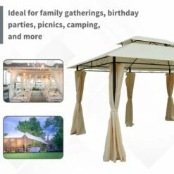 Outsunny 3 X 4m Outdoor 2-Tier Steel Frame Gazebo With Curtains Outdoor Backyard -Outsunny store 1513405 5