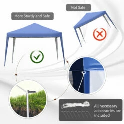Outsunny 3x3M Garden Heavy Duty Pop Up Gazebo Marquee Party Tent Wedding Canopy (Blue) + Carry Bag -Outsunny store 1513414 5