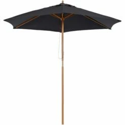 Outsunny 2.5m Wood Garden Parasol Sun Shade Patio Outdoor Wooden Umbrella Canopy
