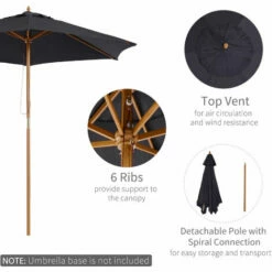 Outsunny 2.5m Wood Garden Parasol Sun Shade Patio Outdoor Wooden Umbrella Canopy 10 Outsunny 2.5m Wood Garden Parasol Sun Shade Patio Outdoor Wooden Umbrella Canopy -Outsunny store 1513416 4