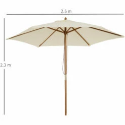 Outsunny 2.5m Wood Garden Parasol Sun Shade Patio Outdoor Wooden Umbrella Canopy -Outsunny store 1513417 2