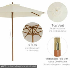 Outsunny 2.5m Wood Garden Parasol Sun Shade Patio Outdoor Wooden Umbrella Canopy -Outsunny store 1513417 4