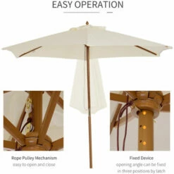 Outsunny 2.5m Wood Garden Parasol Sun Shade Patio Outdoor Wooden Umbrella Canopy -Outsunny store 1513417 5