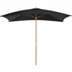 Outsunny Wooden Garden Parasol Sun Shade Patio Umbrella Canopy Black
