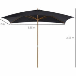 Alternative view of Outsunny Wooden Garden Parasol Sun Shade Patio Umbrella Canopy Black