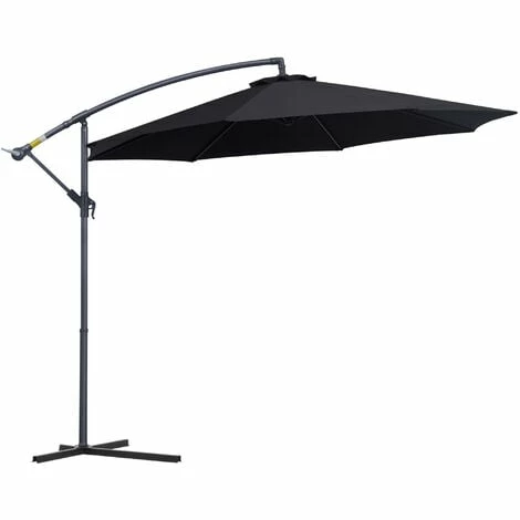 Outsunny 3(m) Cantilever Parasol Banana Umbrella w/ Crank & Tilt, Black Outsunny 3(m) Cantilever Parasol Banana Umbrella W/ Crank & Tilt, Black -Outsunny store 1513421 1