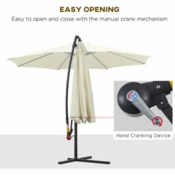 Outsunny 3(m) Cantilever Parasol Banana Umbrella W/ Crank & Tilt, Beige -Outsunny store 1513422 4