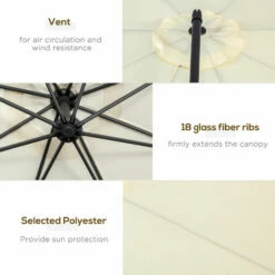 Outsunny 3(m) Cantilever Parasol Banana Umbrella W/ Crank & Tilt, Beige -Outsunny store 1513422 5