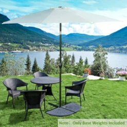 Outsunny 2pc Flabelliform Parasol Base Resin Umbrella Weights W/ Handles Bronze 4 Outsunny 2pc Flabelliform Parasol Base Resin Umbrella Weights W/ Handles Bronze -Outsunny store 1513423 3