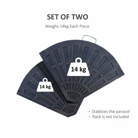 Outsunny 2pc Flabelliform Parasol Base Resin Umbrella Weights w/ Handles Bronze Outsunny 2pc Flabelliform Parasol Base Resin Umbrella Weights W/ Handles Bronze -Outsunny store 1513423 5