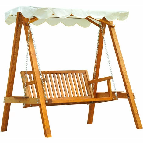 Outsunny 2 Seater Wooden Garden Swing Chair Seat Hammock Bench Furniture Lounger 3 Outsunny 2 Seater Wooden Garden Swing Chair Seat Hammock Bench Furniture Lounger
