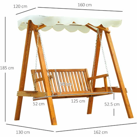 Outsunny 2 Seater Wooden Garden Swing Chair Seat Hammock Bench Furniture Lounger 4 Outsunny 2 Seater Wooden Garden Swing Chair Seat Hammock Bench Furniture Lounger - Image 2