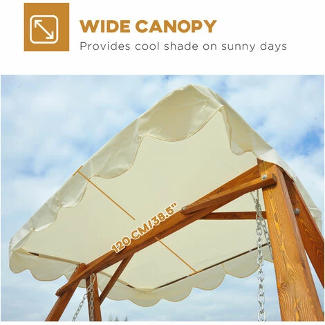 Outsunny 2 Seater Wooden Garden Swing Chair Seat Hammock Bench Furniture Lounger 6 Outsunny 2 Seater Wooden Garden Swing Chair Seat Hammock Bench Furniture Lounger - Image 4