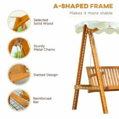 Outsunny 2 Seater Wooden Garden Swing Chair Seat Hammock Bench Furniture Lounger 11 Outsunny 2 Seater Wooden Garden Swing Chair Seat Hammock Bench Furniture Lounger -Outsunny store 1513426 5