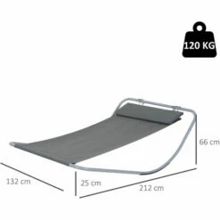 Alternative view of Outsunny Single Texteline Outdoor Hammock Bed Patio Sun LoungerRocker Grey