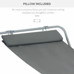Outsunny Single Texteline Outdoor Hammock Bed Patio Sun LoungerRocker Grey 10 Outsunny Single Texteline Outdoor Hammock Bed Patio Sun LoungerRocker Grey -Outsunny store 1513430 4