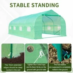 Outsunny 6m X 3m Large Greenhouse Polytunnel Steeple Poly Tunnel Green House Steel Frame -Outsunny store 1513439 5