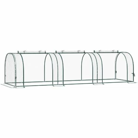 Outsunny 3 Sections Transparent Clear PVC Tunnel Greenhouse Green Grow House Steel Frame Outsunny 3 Sections Transparent Clear PVC Tunnel Greenhouse Green Grow House Steel Frame -Outsunny store 1513440 1