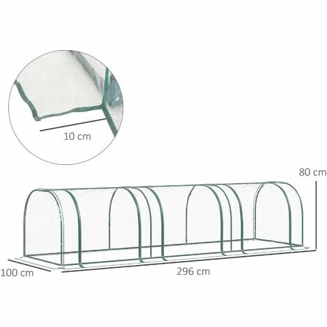 Outsunny 3 Sections Transparent Clear PVC Tunnel Greenhouse Green Grow House Steel Frame Outsunny 3 Sections Transparent Clear PVC Tunnel Greenhouse Green Grow House Steel Frame -Outsunny store 1513440 2