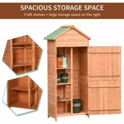 Outsunny 90 X 50cm Garden Shed Wood Tool Kit Storage Shelves With Double Door Lockable -Outsunny store 1513441 5