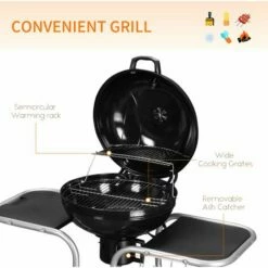 Outsunny Garden Charcoal Barbecue Grill Trolley BBQ Patio Heating W/ Wheels -Outsunny store 1513456 4