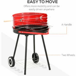 Outsunny Garden BBQ Charcoal Trolley Round BBQ Barbecue Cooking Grill Wheel -Outsunny store 1513457 4
