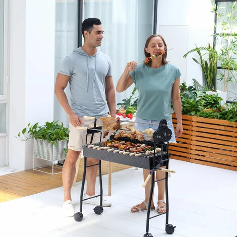 Outsunny Garden Outdoor Charcoal Trolley BBQ Barbecue Cooking Grill Powder Wheel Outsunny Garden Outdoor Charcoal Trolley BBQ Barbecue Cooking Grill Powder Wheel -Outsunny store 1513460 3