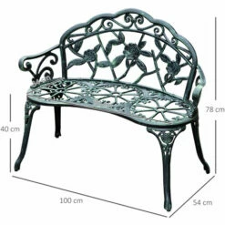 Outsunny Garden Bench Porch Park Chair Seater Antique Rose Style Cast Aluminium 3 Outsunny Garden Bench Porch Park Chair Seater Antique Rose Style Cast Aluminium -Outsunny store 1513468 2