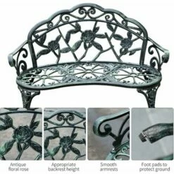 Outsunny Garden Bench Porch Park Chair Seater Antique Rose Style Cast Aluminium 6 Outsunny Garden Bench Porch Park Chair Seater Antique Rose Style Cast Aluminium -Outsunny store 1513468 5
