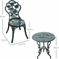 Alternative view of Outsunny 3 Pieces Bistro Set Furniture Garden Balcony Table 2 Chairs Black