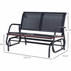 Alternative view of Outsunny 2-Person Patio Glider Bench Gliding Chair Loveseat W/ Armrest Black