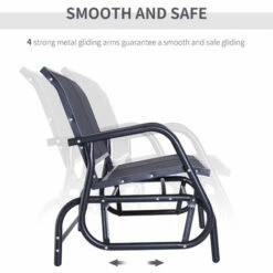 Outsunny 2-Person Patio Glider Bench Gliding Chair Loveseat W/ Armrest Black -Outsunny store 1513471 5