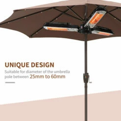 Outsunny HOMCOM Electric Parasol Heater Infrared Quartz 2000W Outdoor Umbrella Mounted 5 Outsunny HOMCOM Electric Parasol Heater Infrared Quartz 2000W Outdoor Umbrella Mounted -Outsunny store 1513473 4