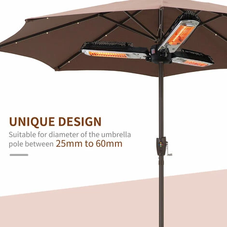 Outsunny HOMCOM Electric Parasol Heater Infrared Quartz 2000W Outdoor Umbrella mounted Outsunny HOMCOM Electric Parasol Heater Infrared Quartz 2000W Outdoor Umbrella Mounted -Outsunny store 1513473 4