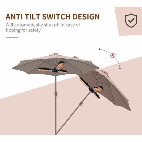 Outsunny HOMCOM Electric Parasol Heater Infrared Quartz 2000W Outdoor Umbrella mounted Outsunny HOMCOM Electric Parasol Heater Infrared Quartz 2000W Outdoor Umbrella Mounted -Outsunny store 1513473 5