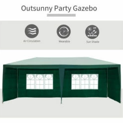 Outsunny 6m X 3m Garden Gazebo Marquee Canopy Party Tent Canopy Patio Green -Outsunny store 1513476 4