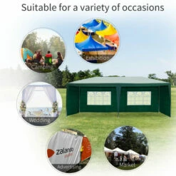 Outsunny 6m X 3m Garden Gazebo Marquee Canopy Party Tent Canopy Patio Green -Outsunny store 1513476 5